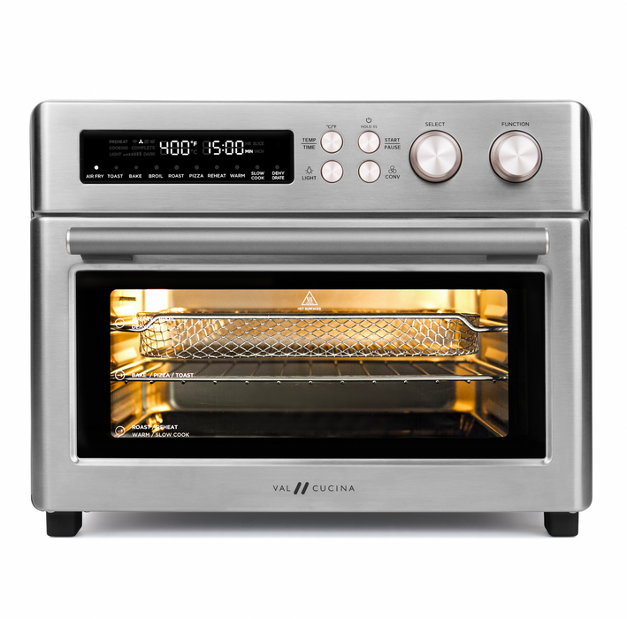 VAL CUCINA 10-IN-1 AIR FRYER TOASTER OVEN - BRUSHED STAINLESS STEEL